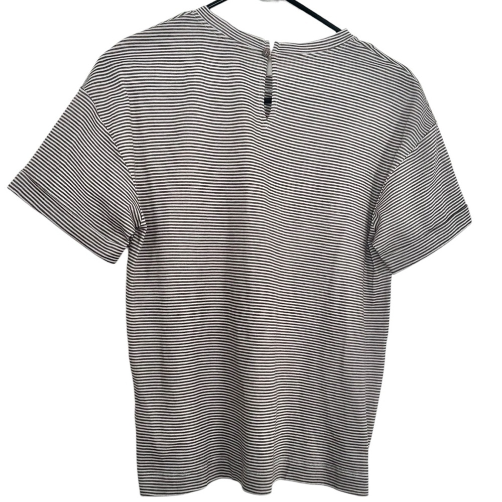 Peserico Striped Cotton T-Shirt Size 42 12US XXL - Picture 6 of 8